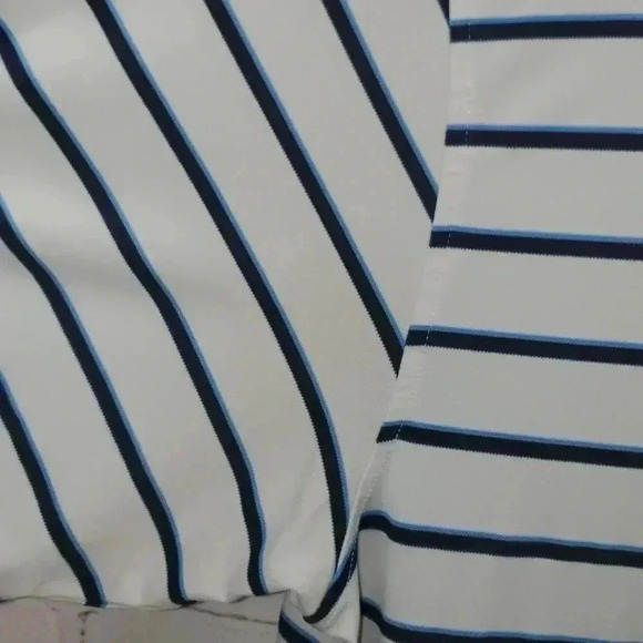 FootJoy FJ Golf Blue Striped Short Sleeve Polo Shirt Men's Size Large with Logo - Picture 6 of 13